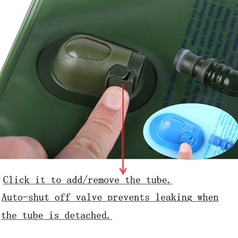 Baen Sendi Hydration Bladder 2 Liter/70 oz(2 Pack) - Water Bladder Pack of 2(1 Piece Blue+1 Piece ArmyGreen) - BPA Free Hydration Pack Replacement - Image 5